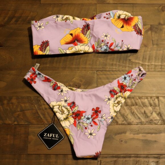 ZAFUL Floral Bikini Set - Mauve, Size Large - Picture 4 of 6